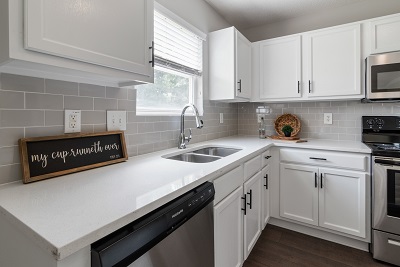 Image of a very modern looking kitchen area of a house. Captioned: Time to Become an Investor buyer?