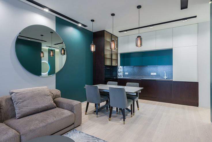 Interior of a futuristic house. Captioned: The HOME Token on Ethereum