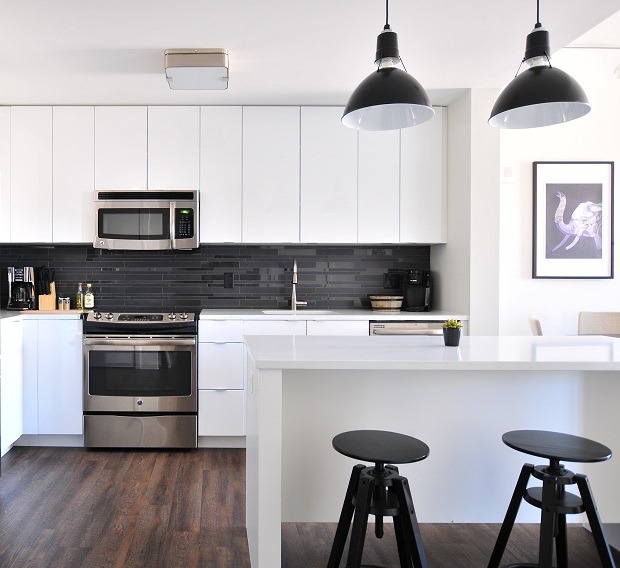 A kitchen in a modern house.