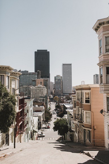 Image of a street in a city in California