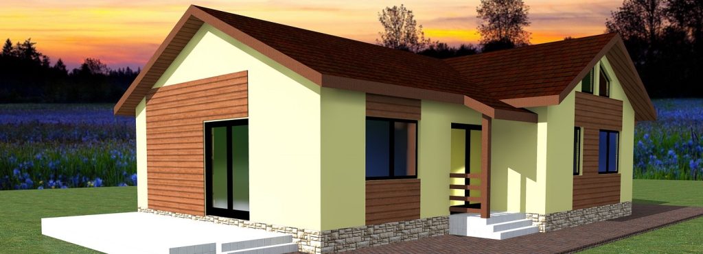 Artist rendering of the outside of a 3d printed house.