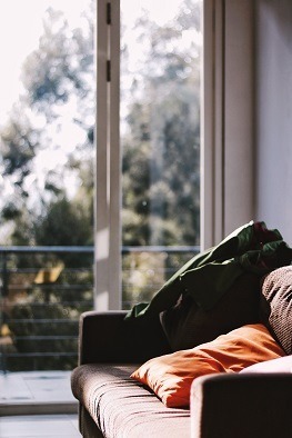 View from inside of a house looking out a window.