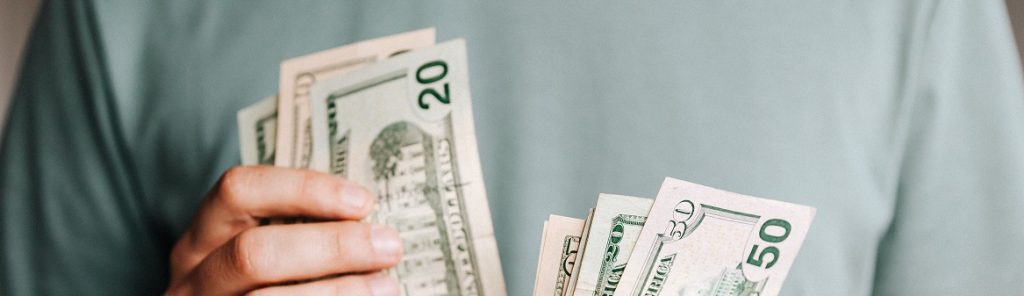 person holding money