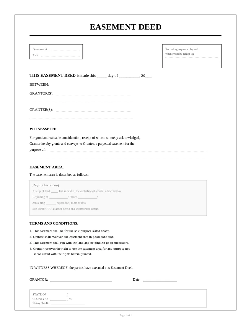 Sample Easement Deed Form