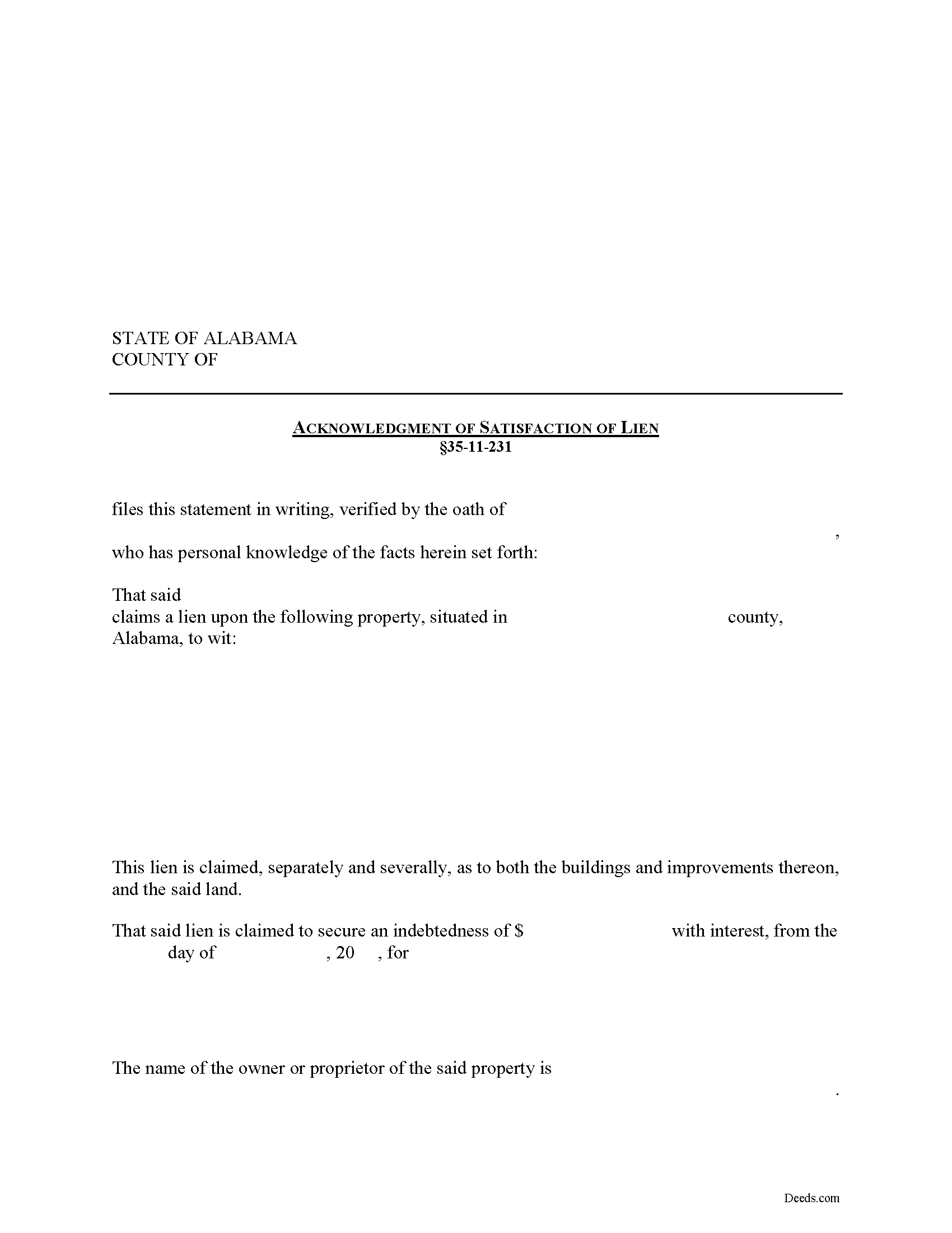 Franklin County Acknowledgment of Satisfaction Form