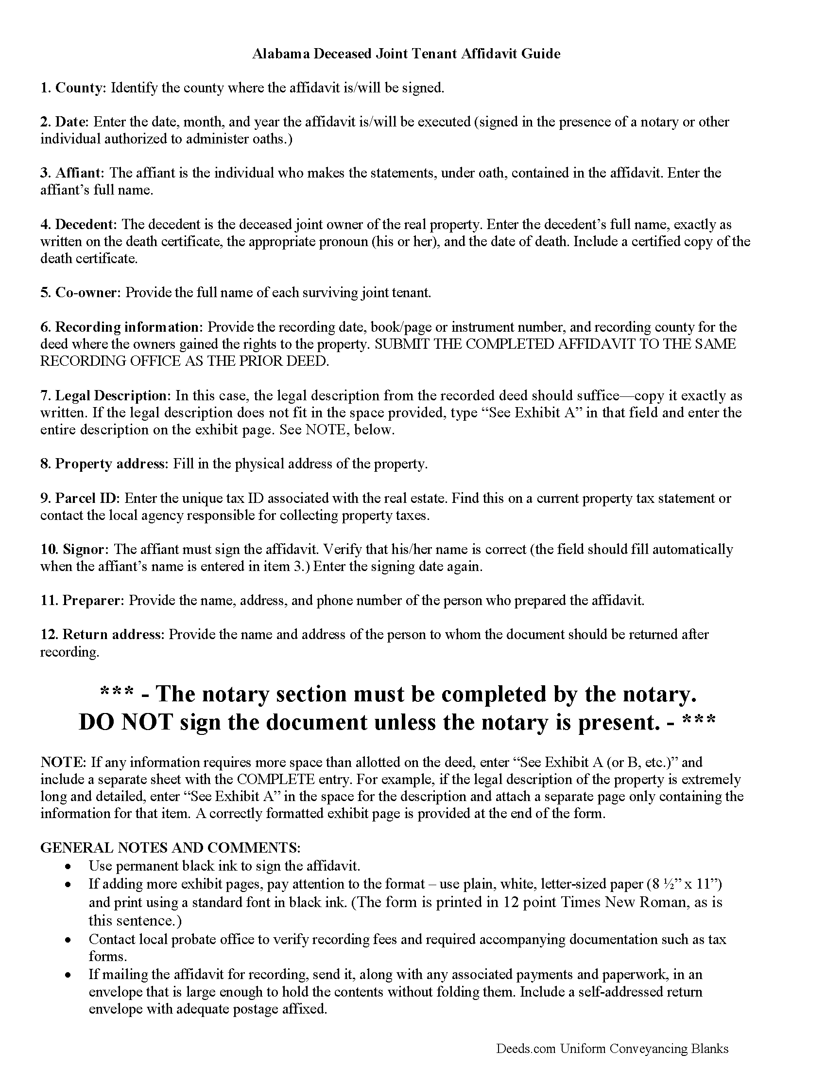 Dale County Affidavit of Surviving Joint Tenant Guide