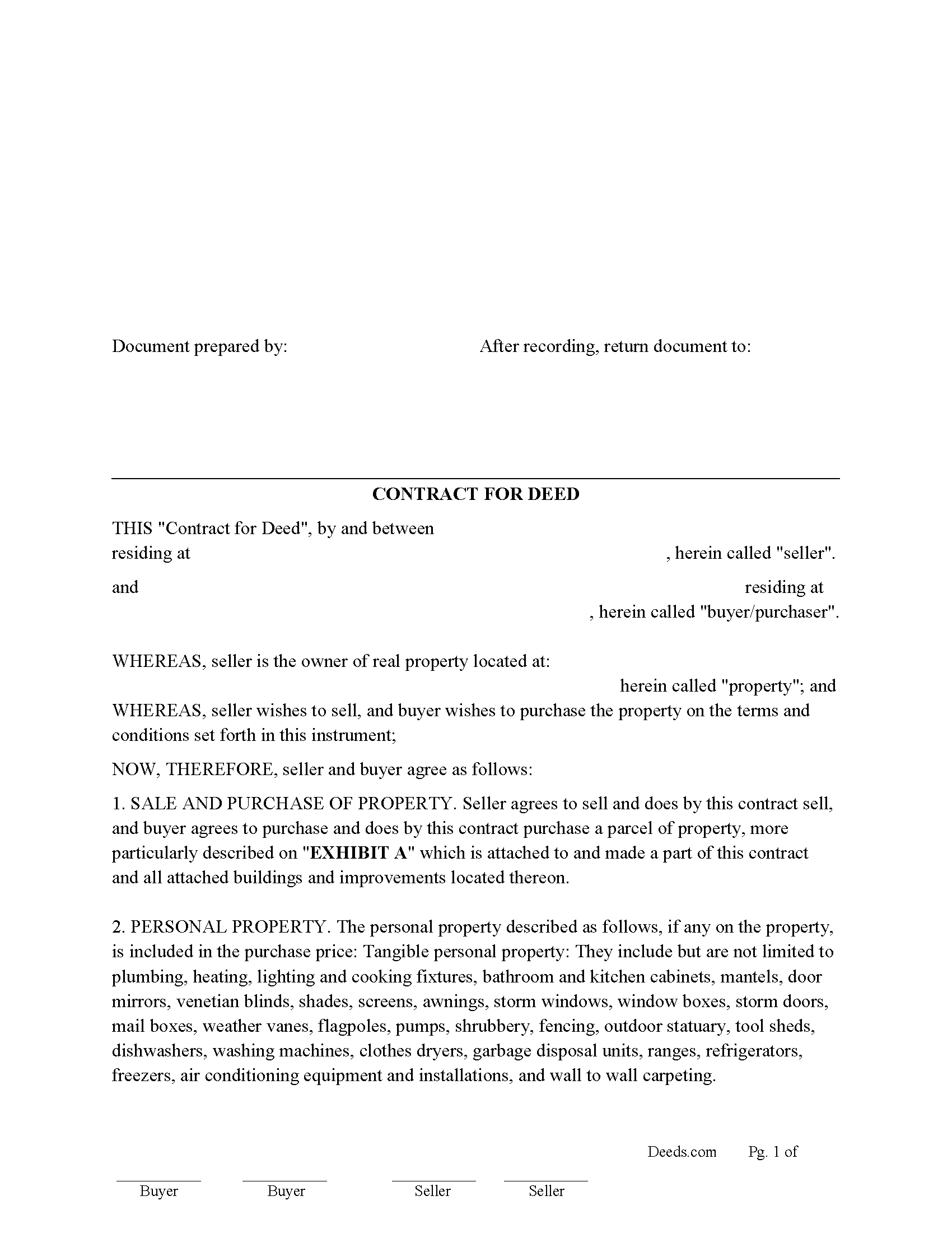 Alabama Contract for Deed Image