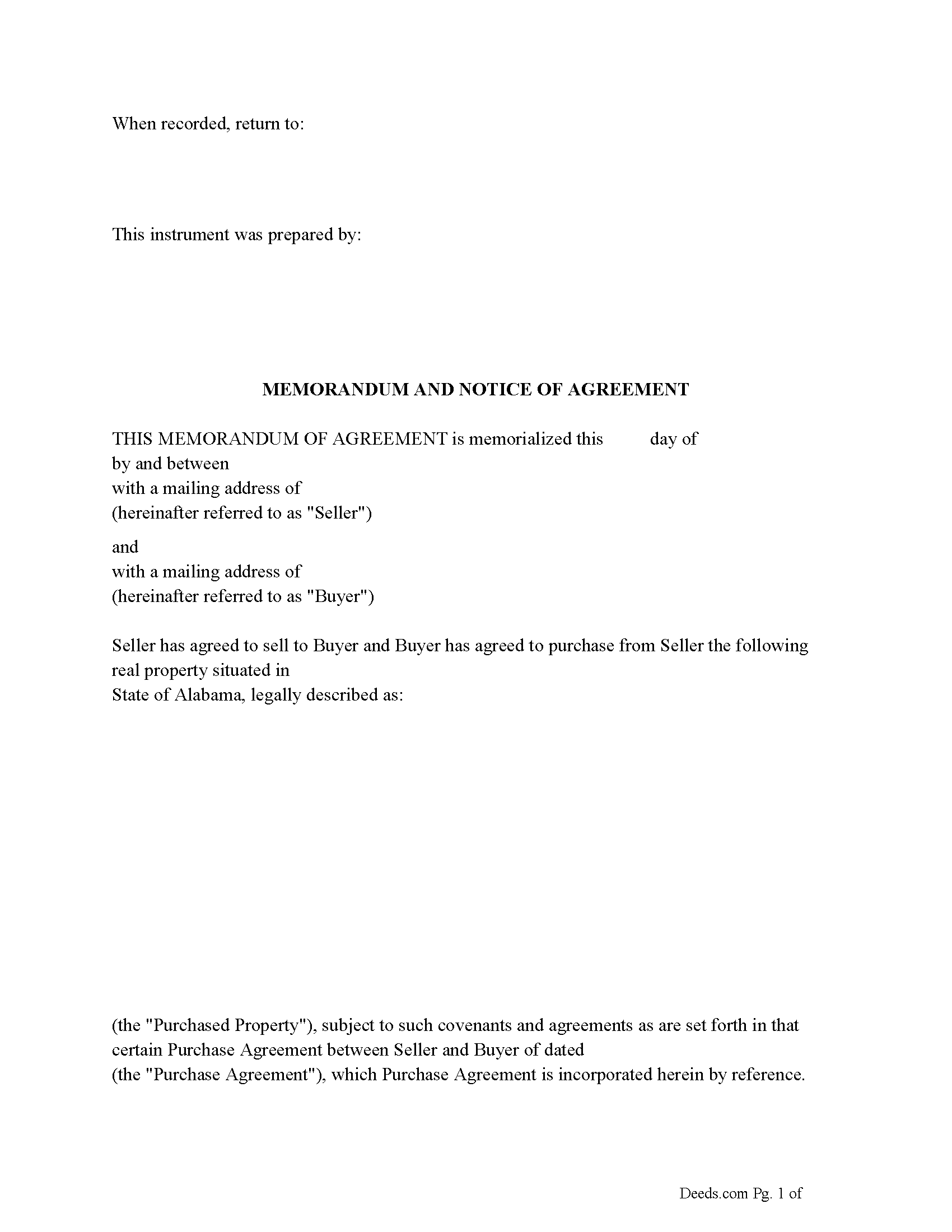 Memorandum and Notice of Agreement