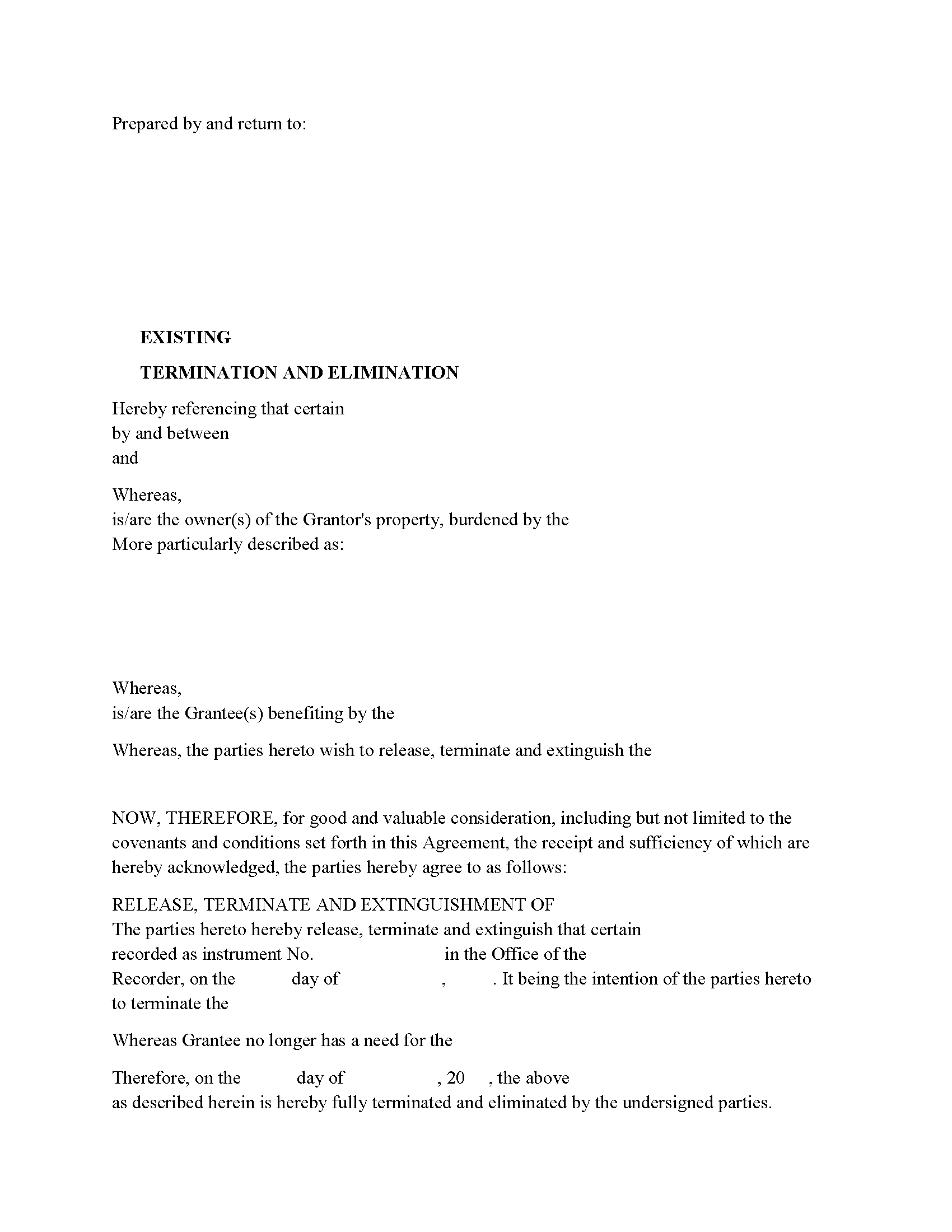 Alabama Termination, Cancellation of Easement / Right of Way