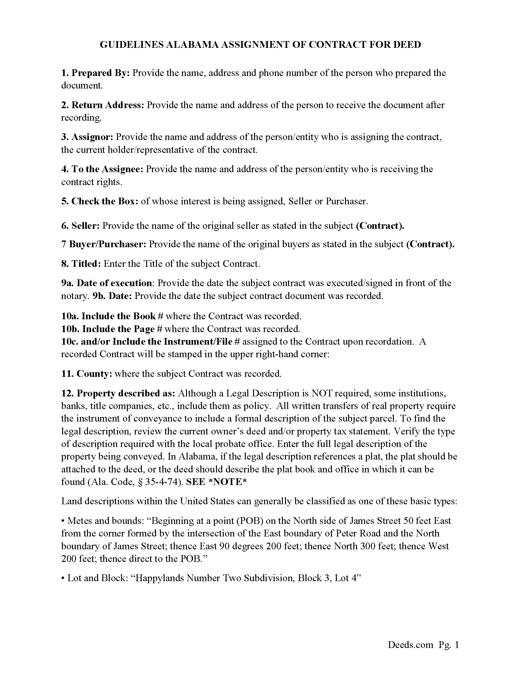 Morgan County Assignment of Contract for Deed Guide