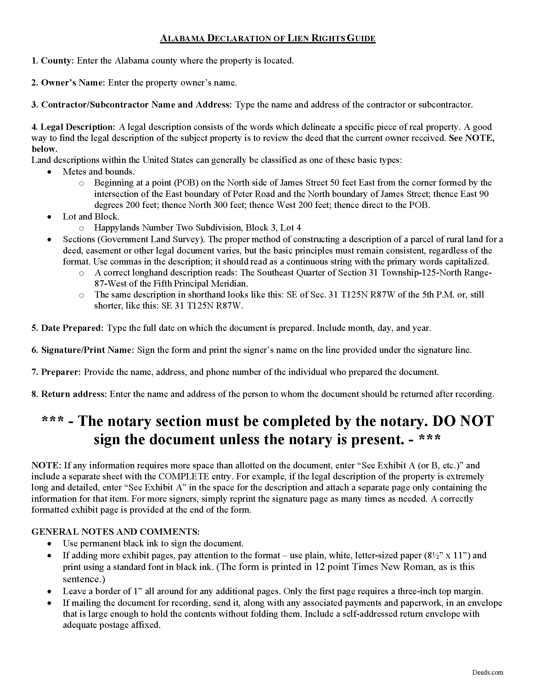 Houston County Declaration of Lien Rights Guide