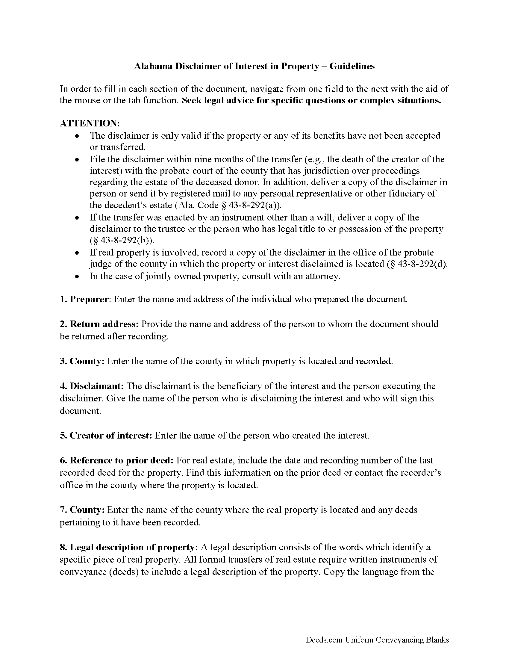 Colbert County Disclaimer of Interest Guide