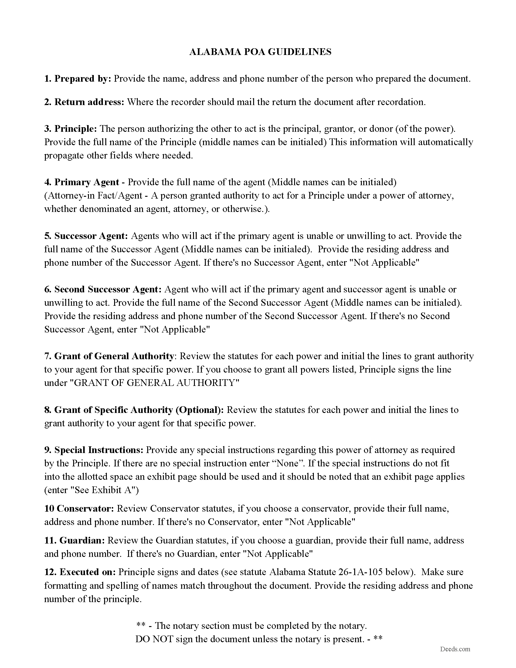 Cullman County Durable Power of Attorney Guidelines
