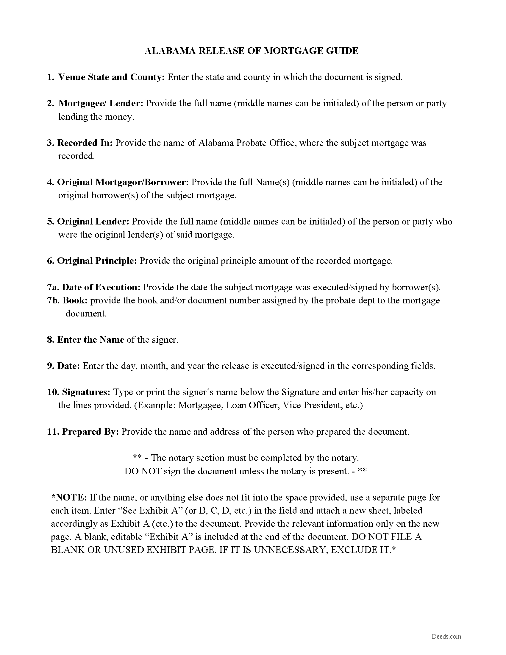Lawrence County Release of Mortgage Guidelines