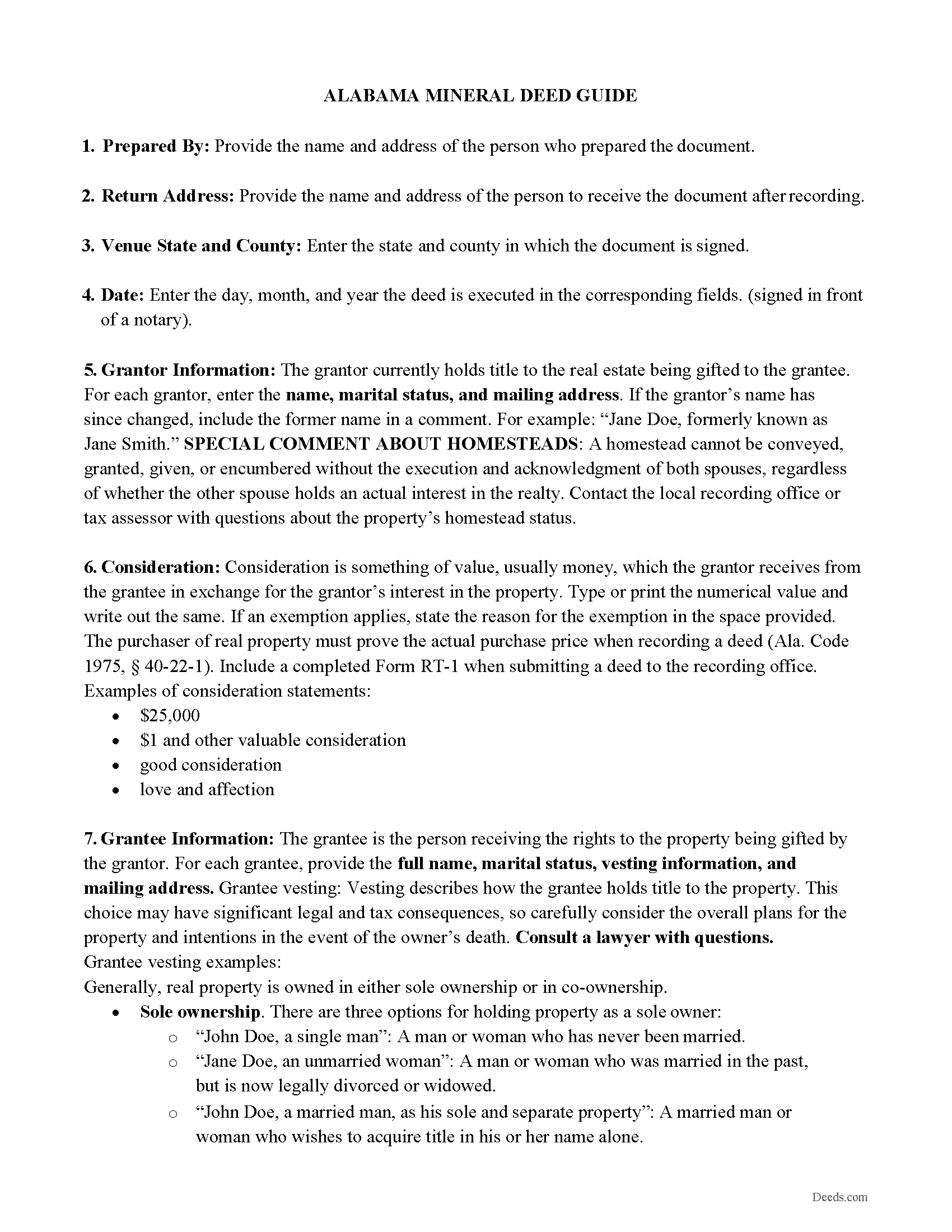Mobile County Mineral Deed with Quitclaim Covenants Guide