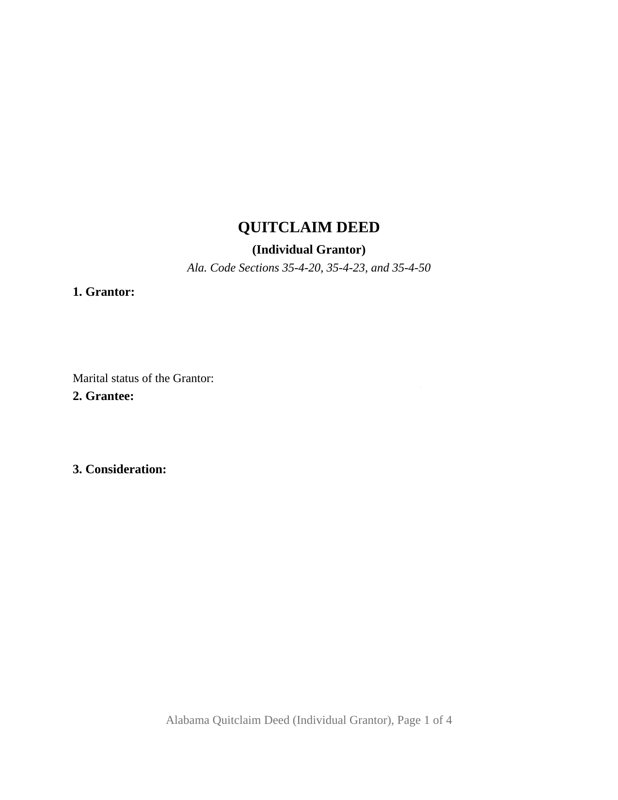 Jackson County Quitclaim Deed (Individual Grantor) Form