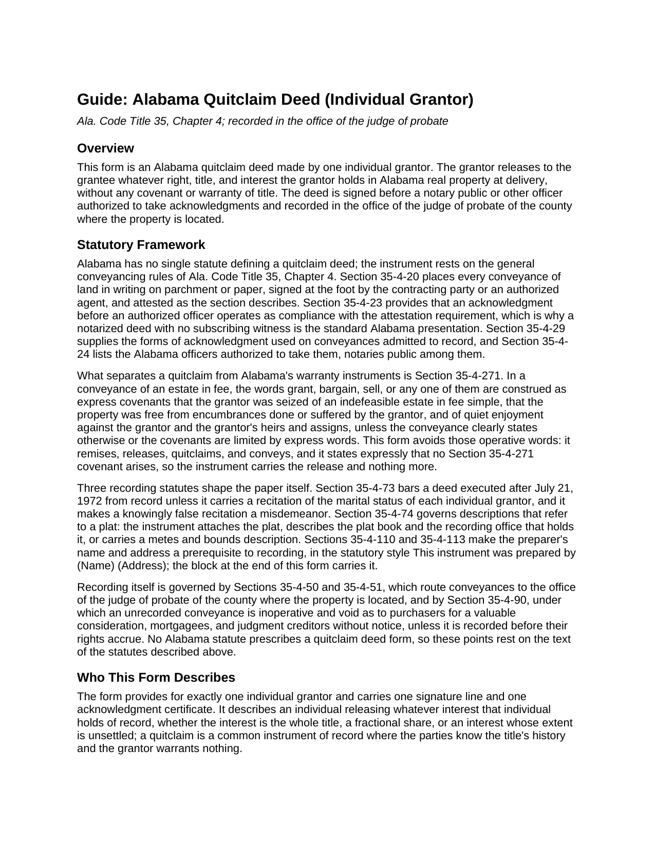 Jackson County Quitclaim Deed (Individual Grantor) Guide