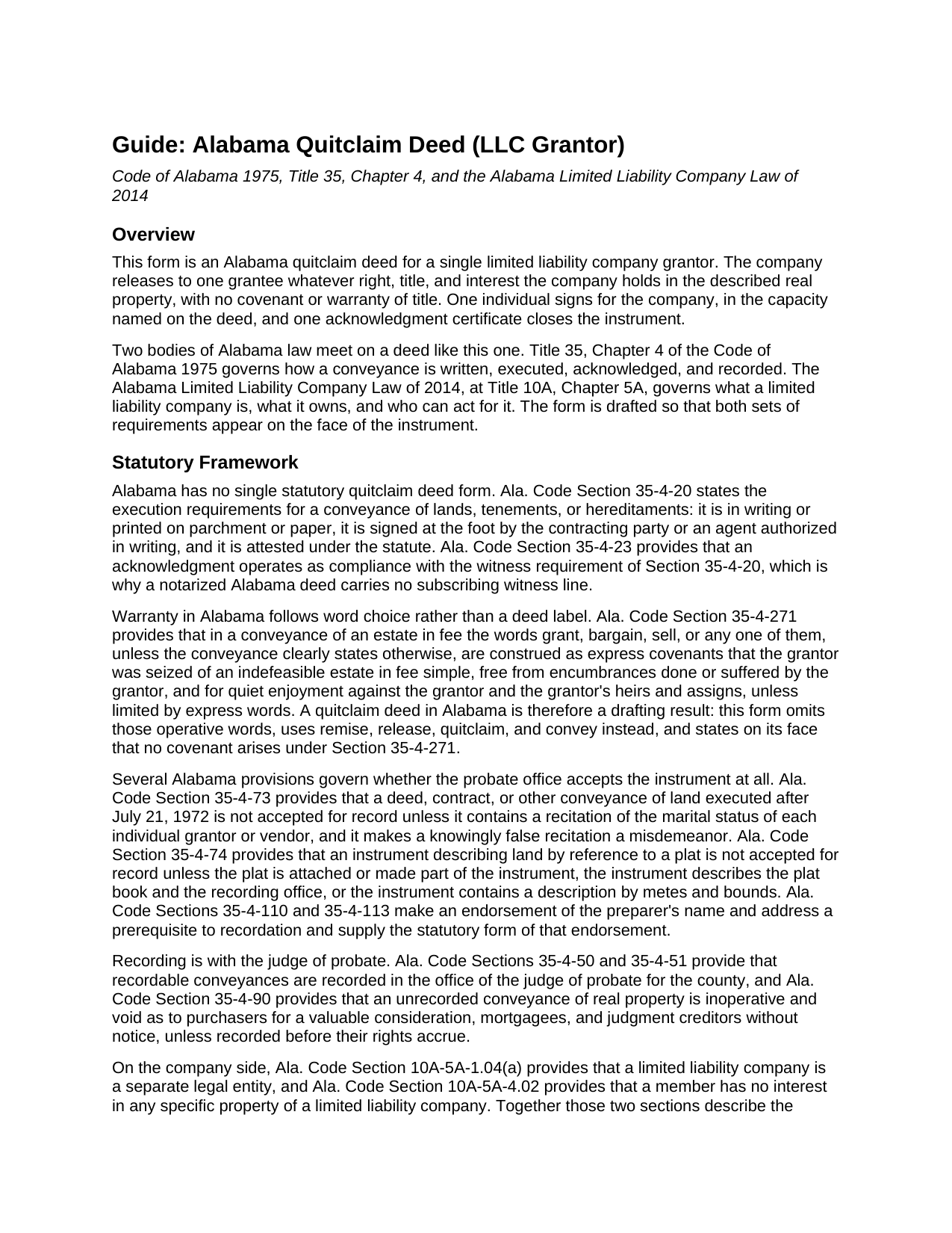 Elmore County Quitclaim Deed (LLC Grantor) Guide