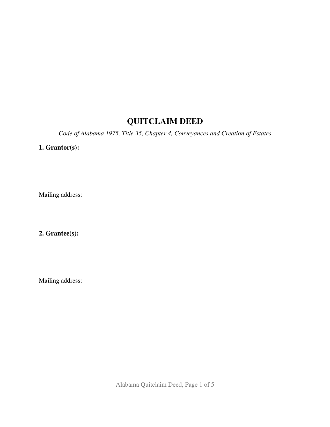 Bullock County Quitclaim Deed Form