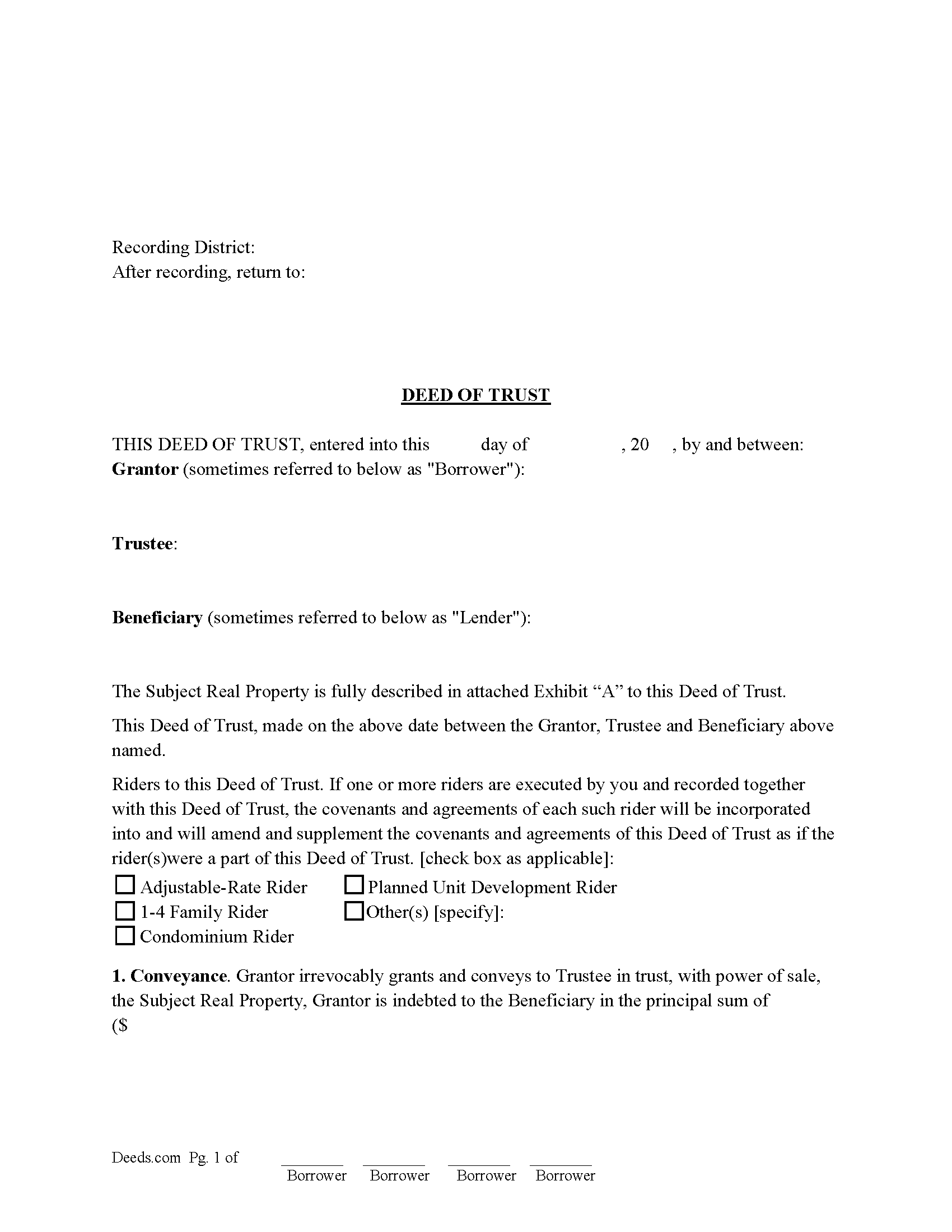 Alaska Deed of Trust and Promissory Note Image