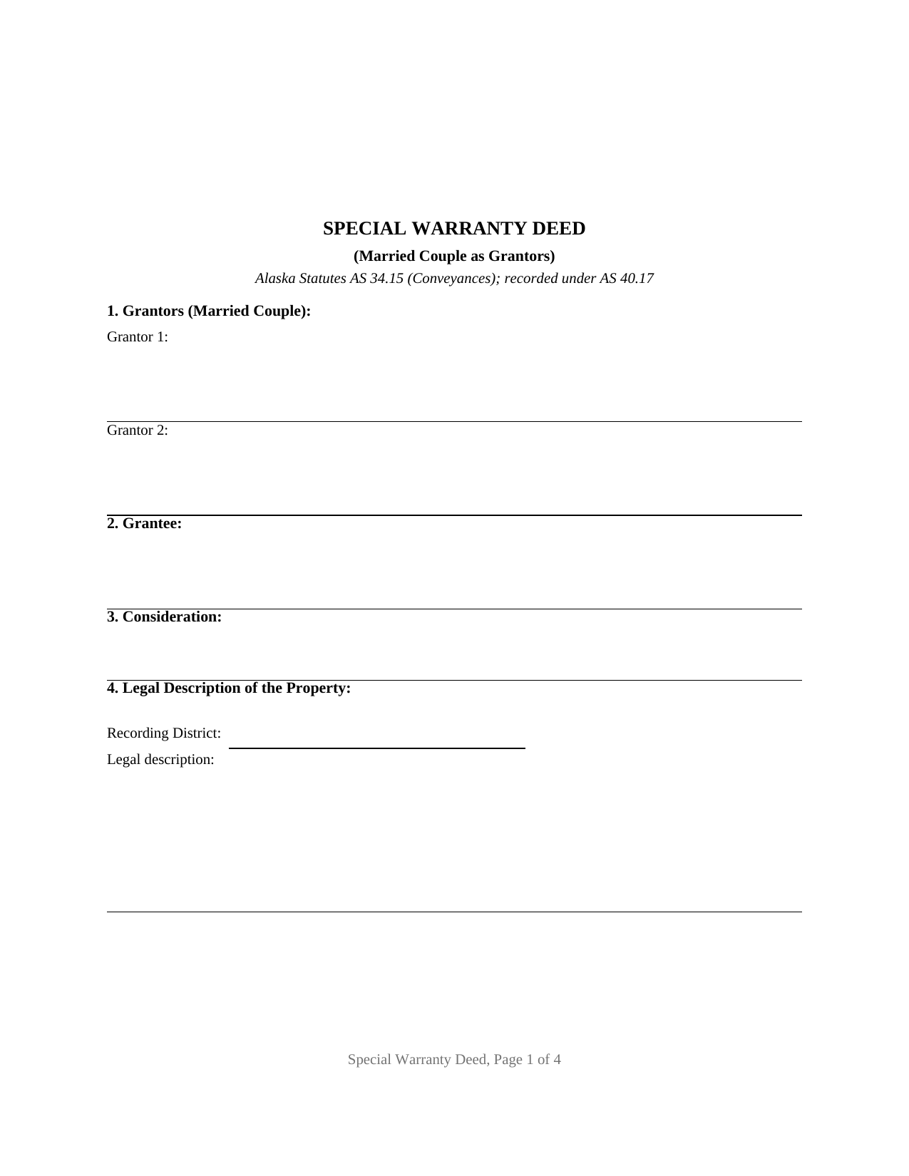 Alaska Special Warranty Deed (Married Couple as Grantors)