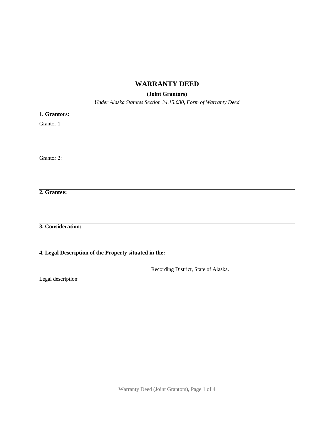 Alaska Warranty Deed (Joint Grantors)
