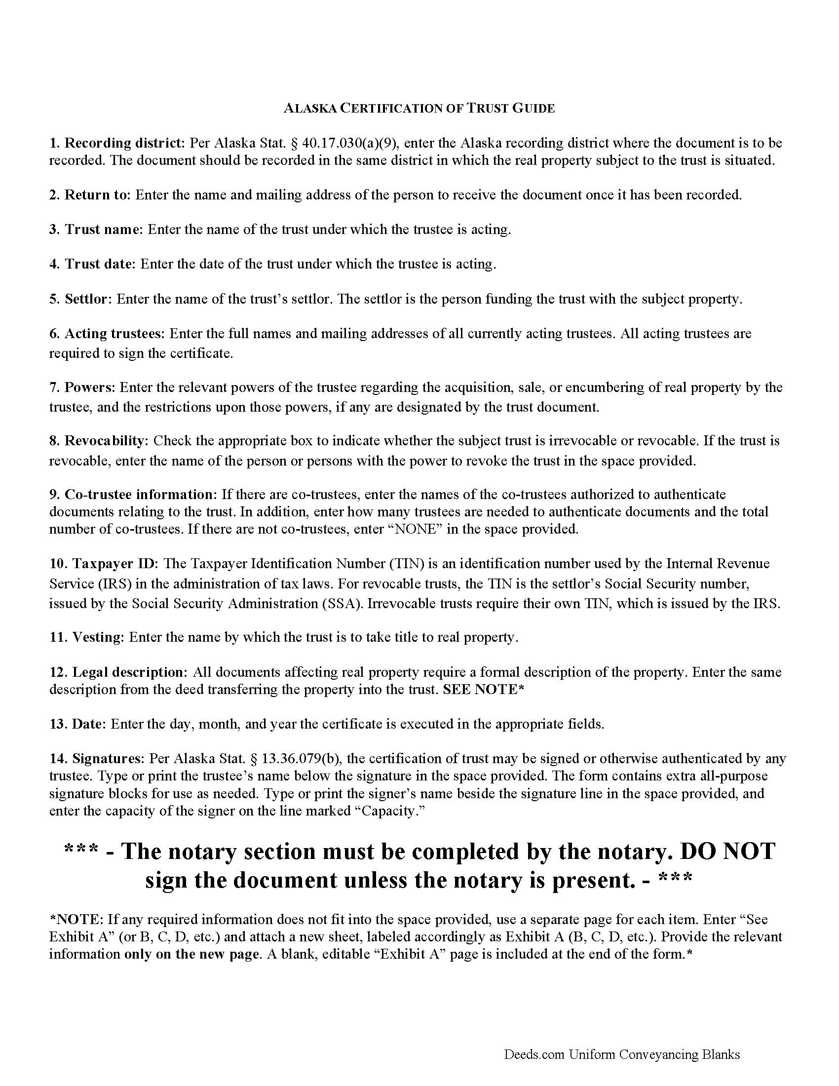 Aleutians East Borough Certificate of Trust Guide