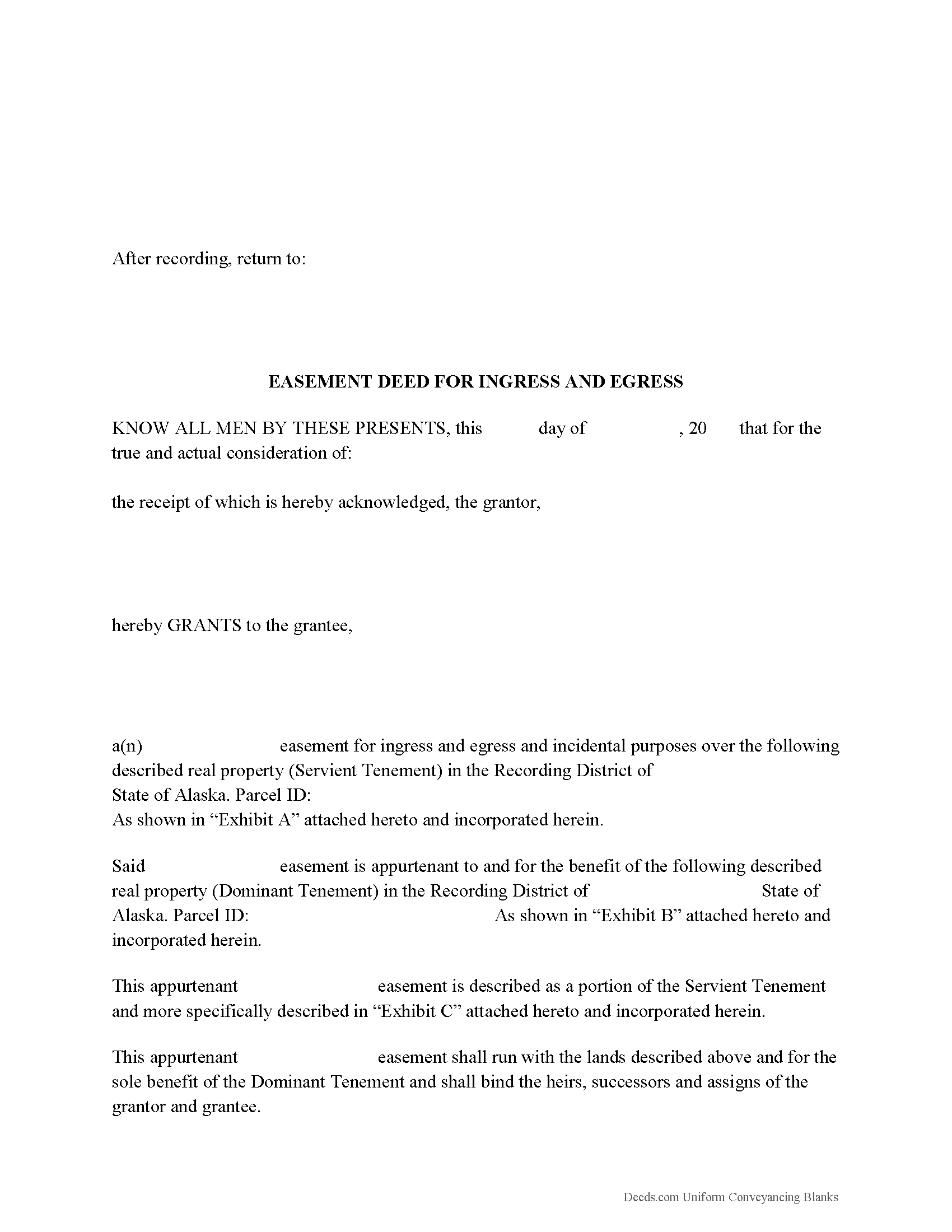 Skagway Hoonah Angoon Borough Easement Deed Form