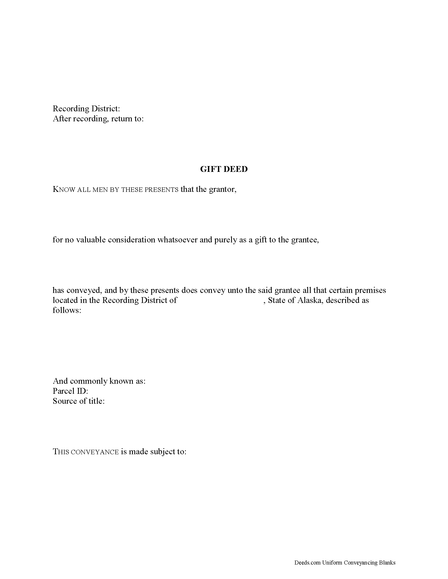Skagway Hoonah Angoon Borough Gift Deed Form