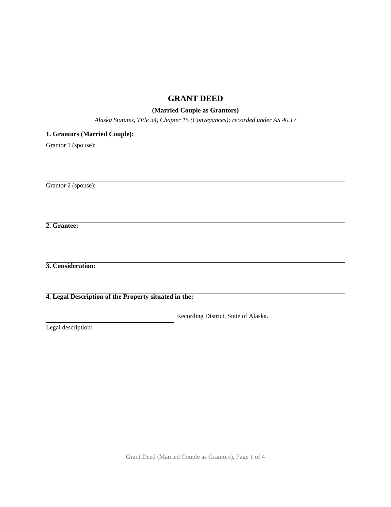 Yukon Koyukuk Borough Grant Deed (Married Couple as Grantors) Form