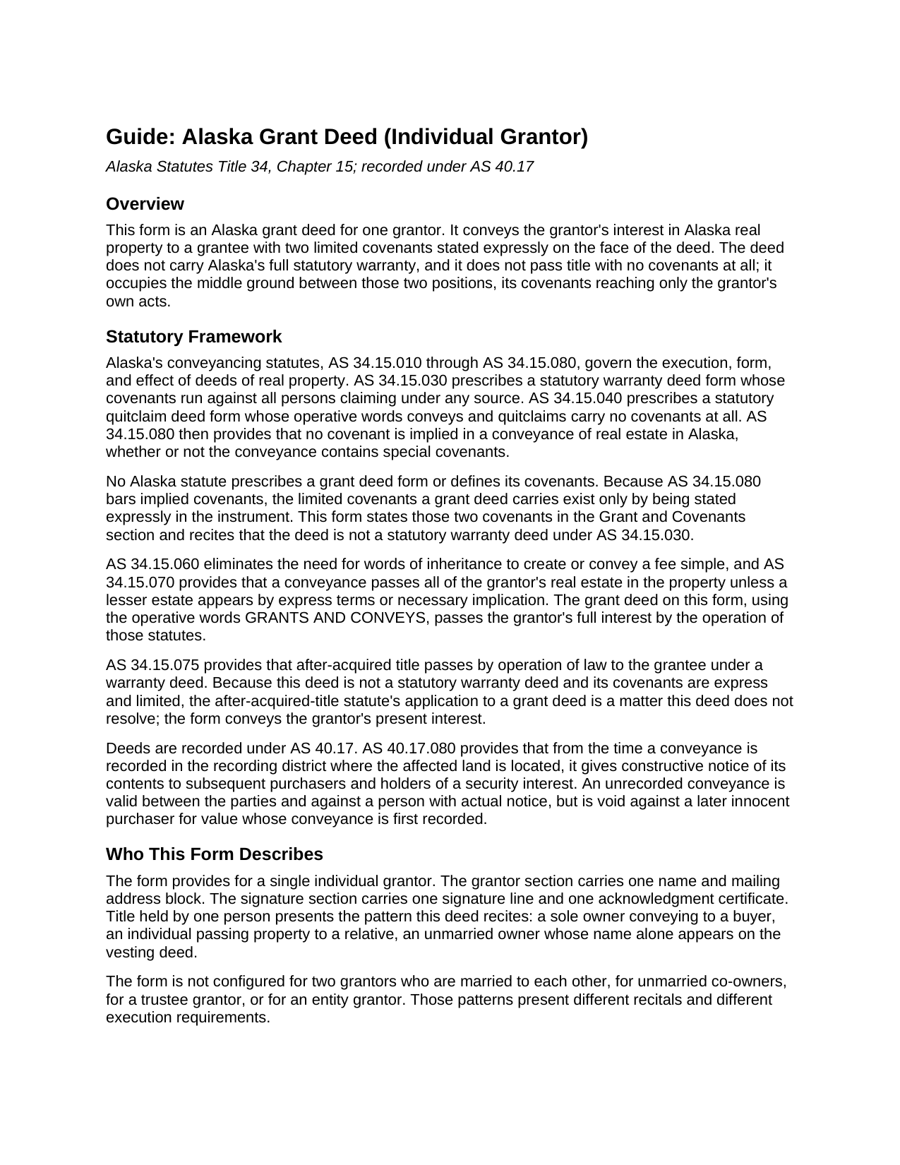 Denali Borough Grant Deed Guide