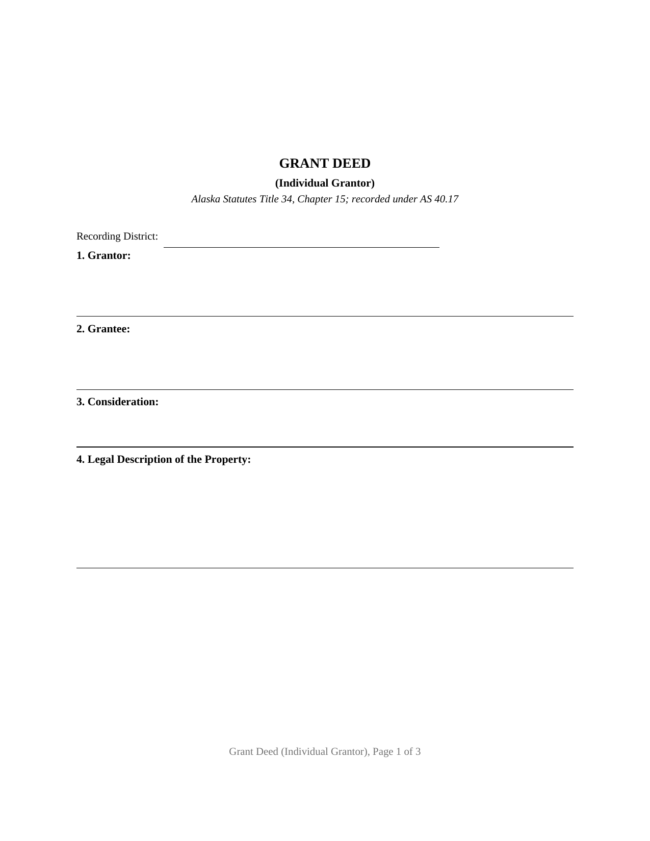 Denali Borough Grant Deed Form