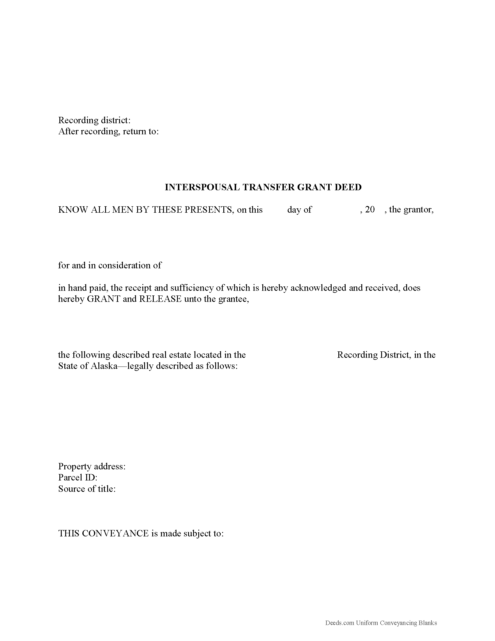 Interspousal Transfer Grant Deed Form