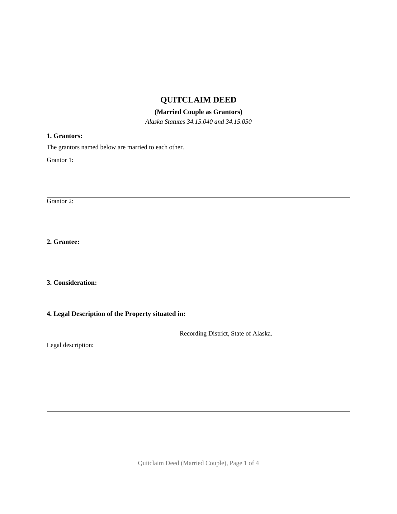 Yukon Koyukuk Borough Quitclaim Deed (Married Couple as Grantors) Form