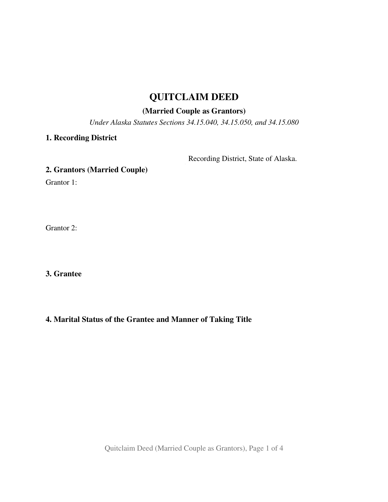 Yukon Koyukuk Borough Quitclaim Deed (Married Couple as Grantors) Form