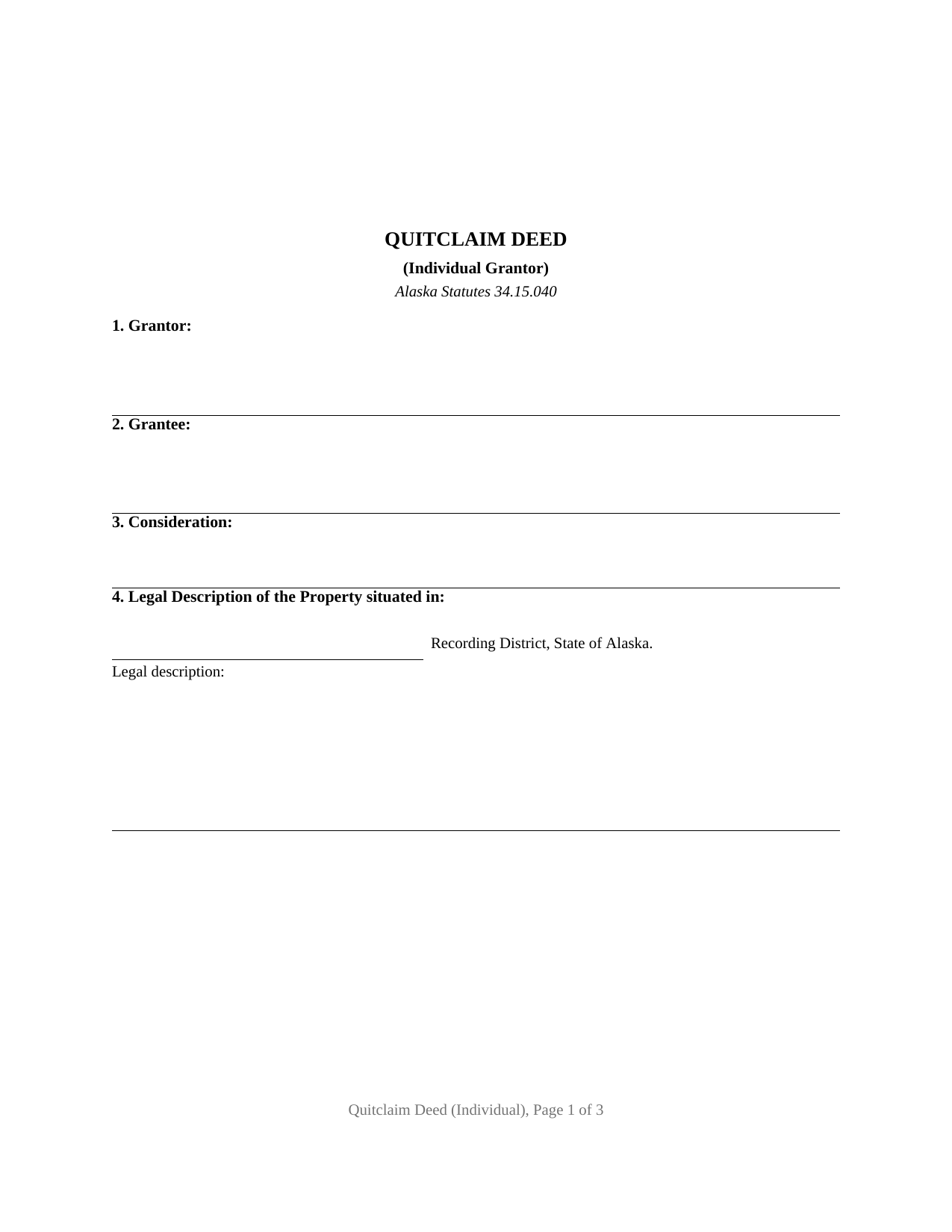 Yukon Koyukuk Borough Quitclaim Deed Form