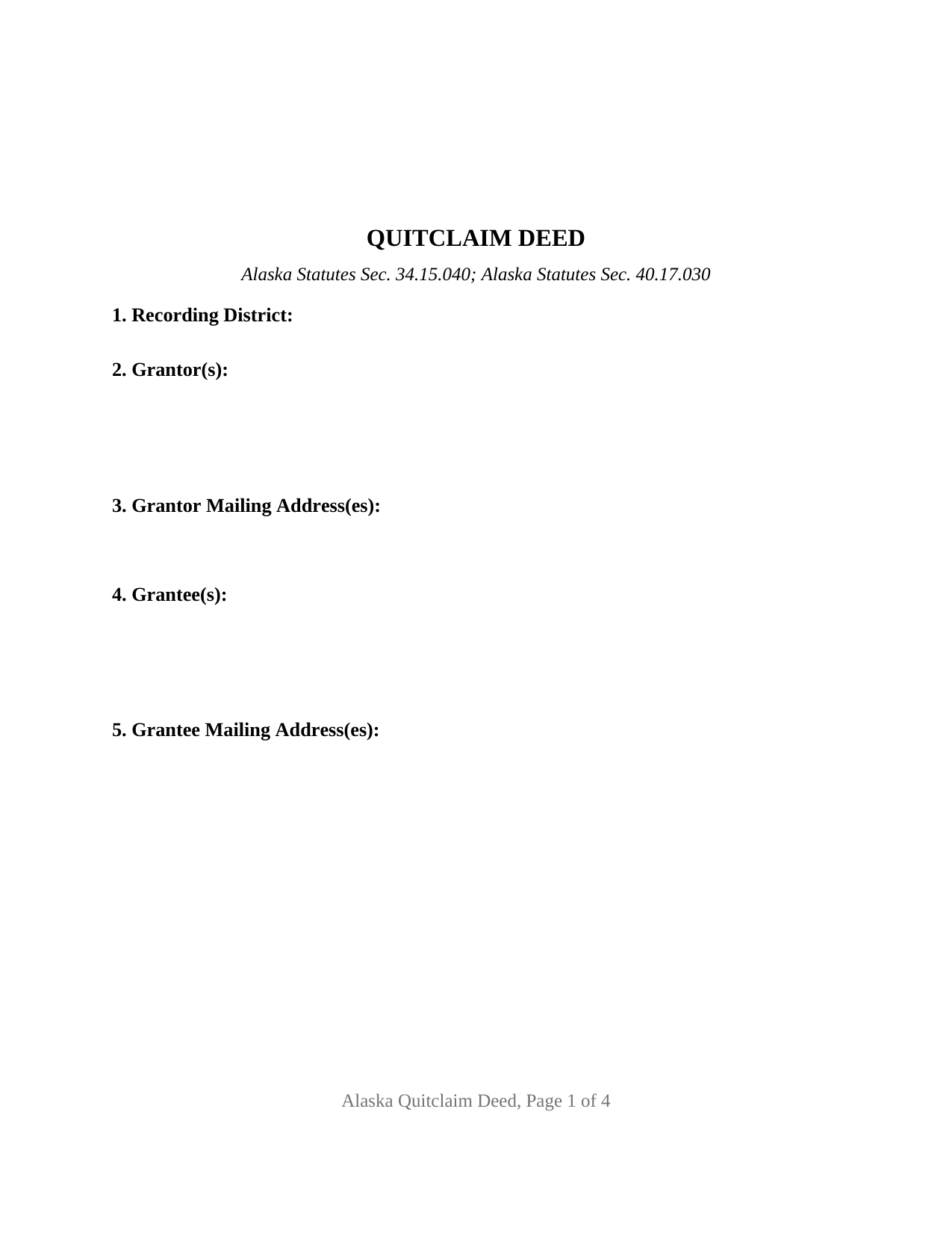 Aleutians West Borough Quitclaim Deed Form