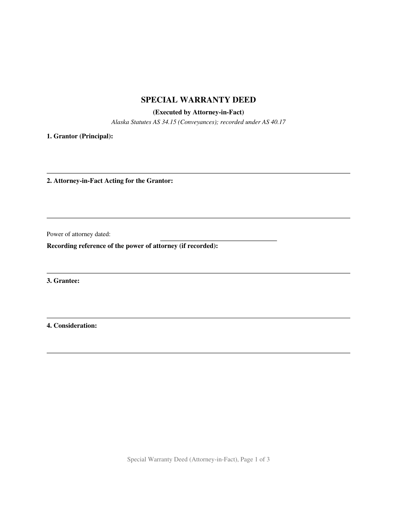 Yukon Koyukuk Borough Special Warranty Deed (Executed by Attorney-in-Fact) Form