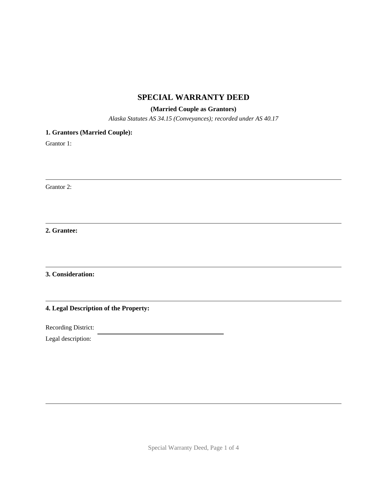 Yukon Koyukuk Borough Special Warranty Deed (Married Couple as Grantors) Form