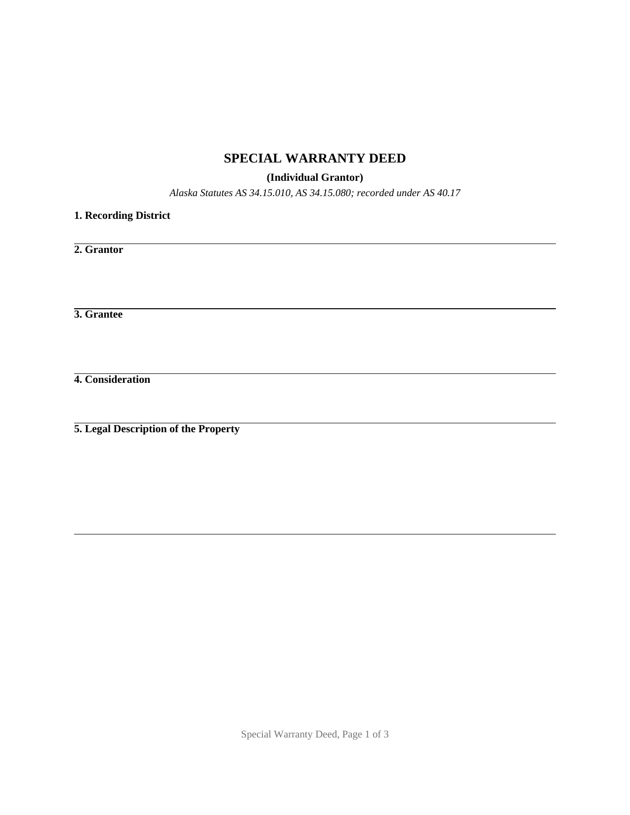 Kodiak Island Borough Special Warranty Deed Form