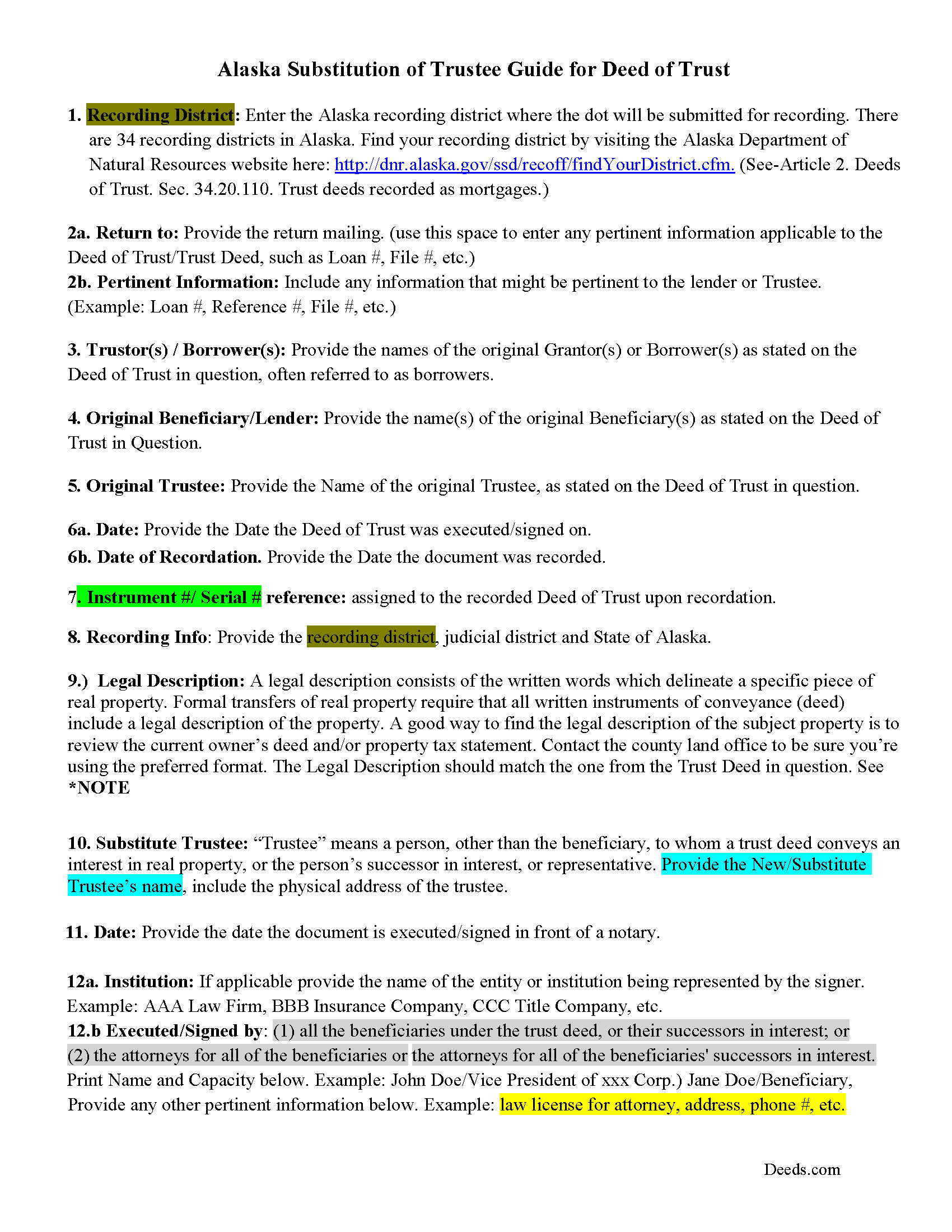 Aleutians East Borough Substitution of Trustee Guide
