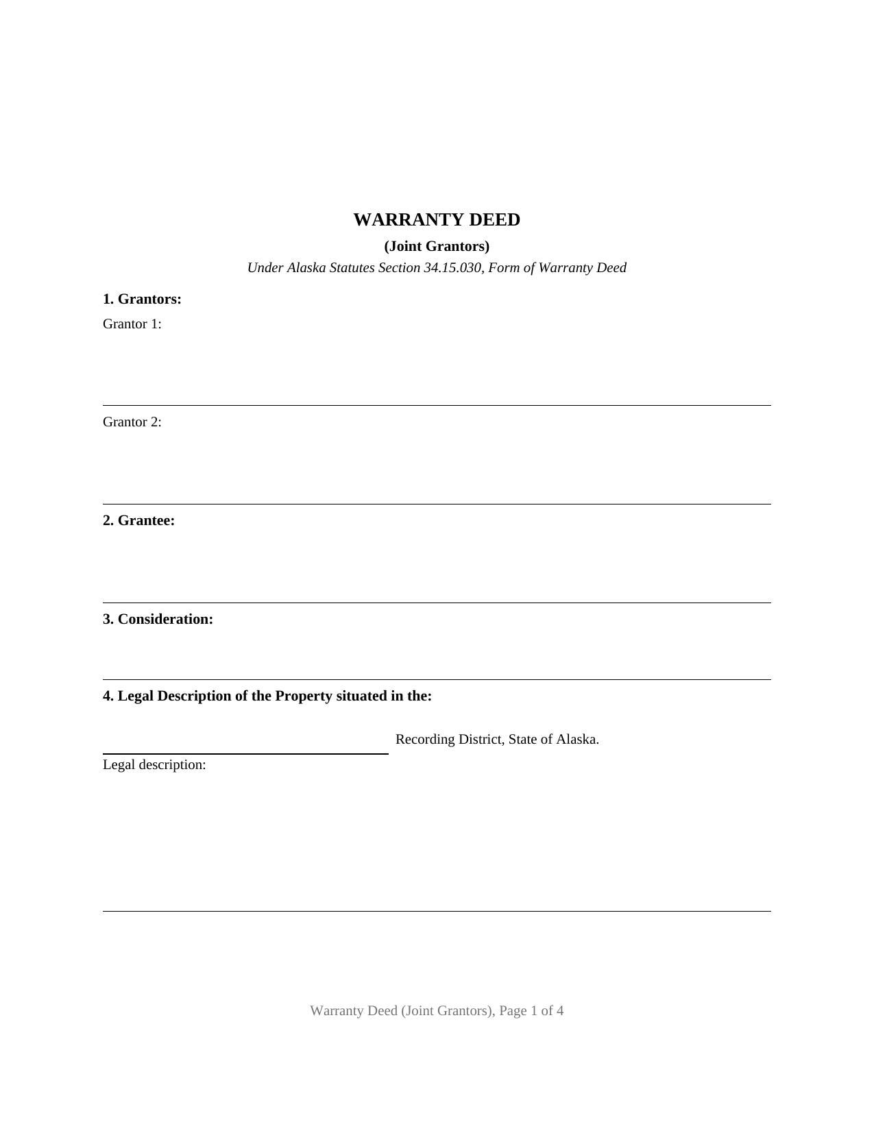 Yukon Koyukuk Borough Warranty Deed (Joint Grantors) Form