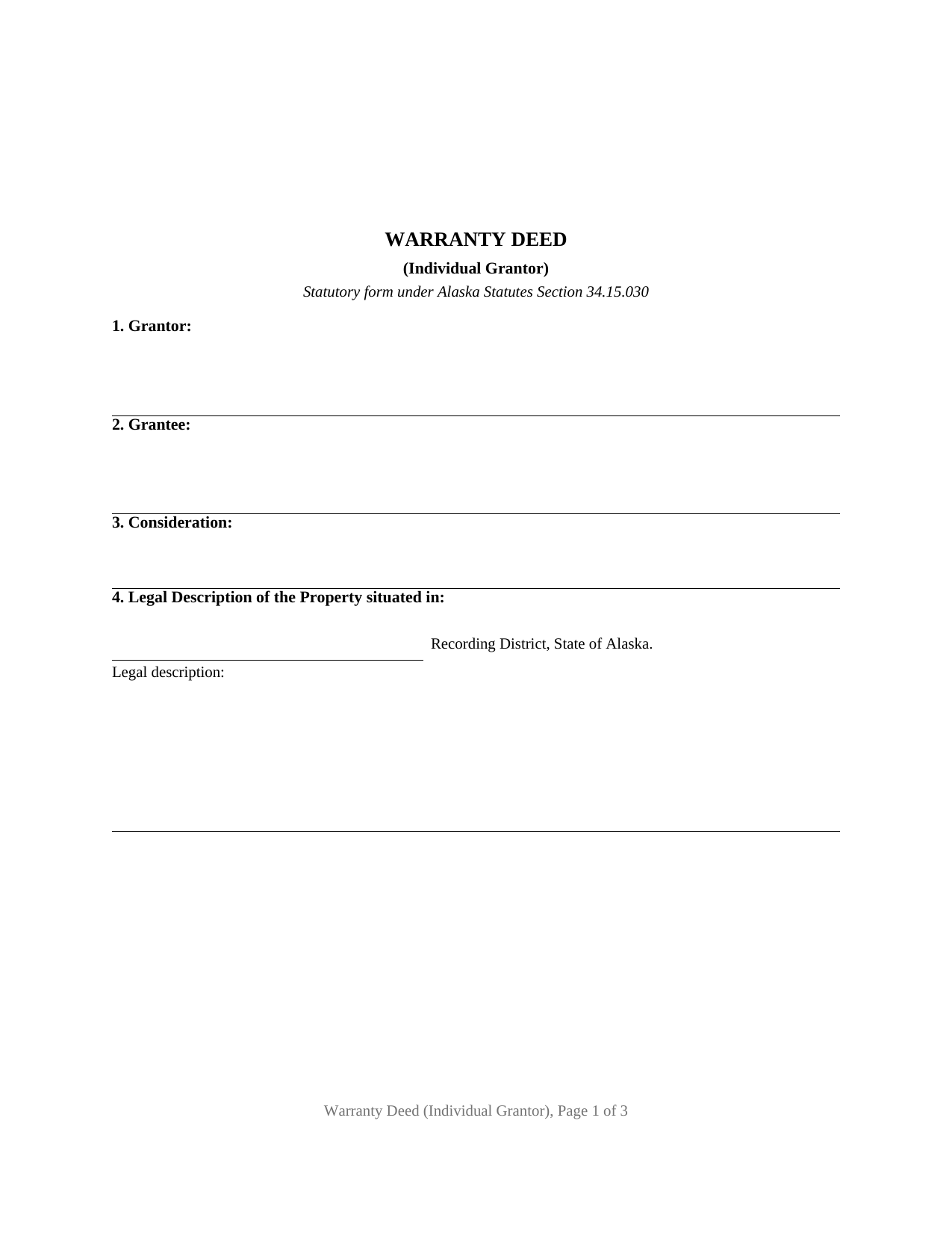 Kodiak Island Borough Warranty Deed Form