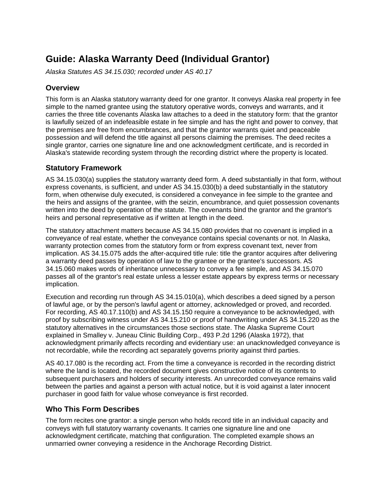 Kodiak Island Borough Warranty Deed Guide