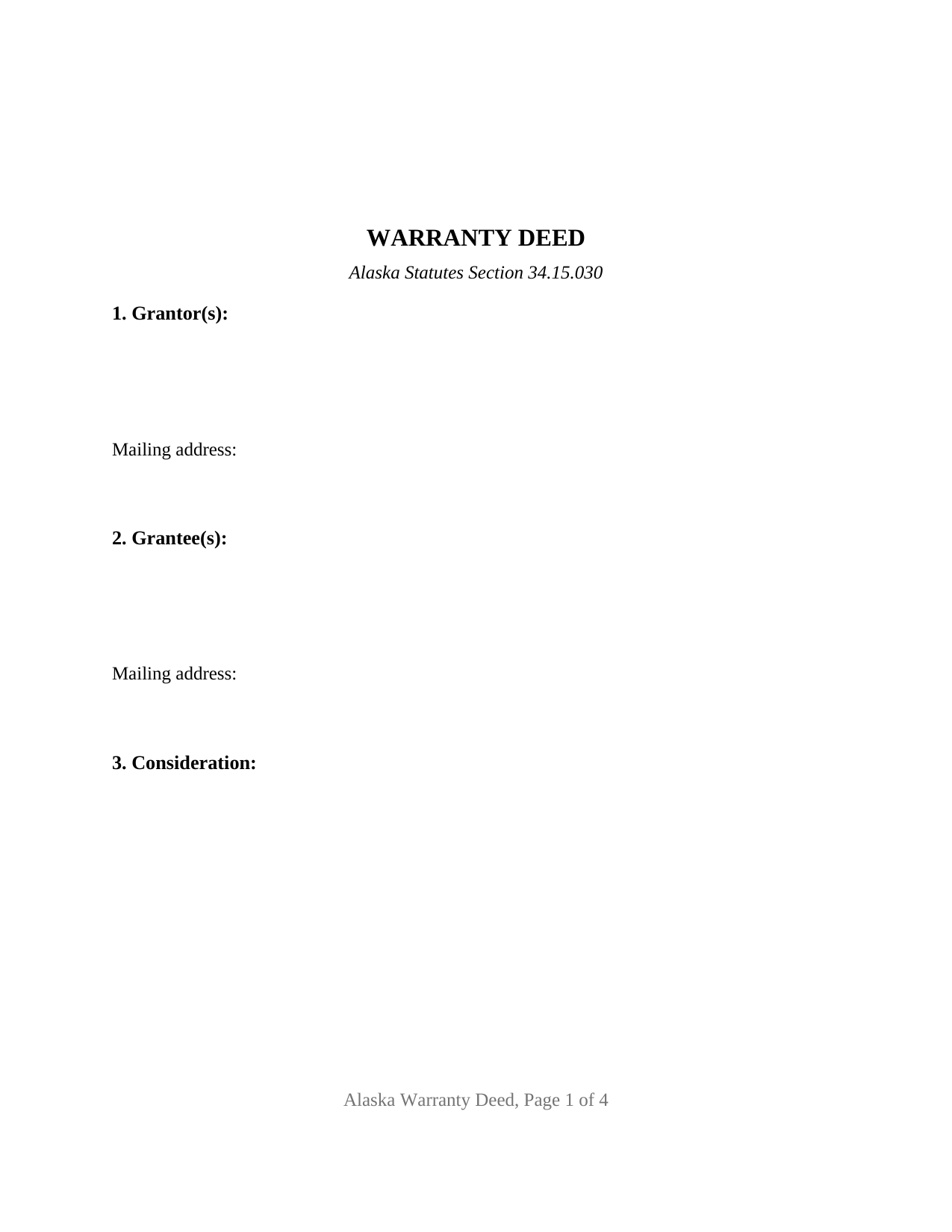 Southeast Fairbanks Borough Warranty Deed Form