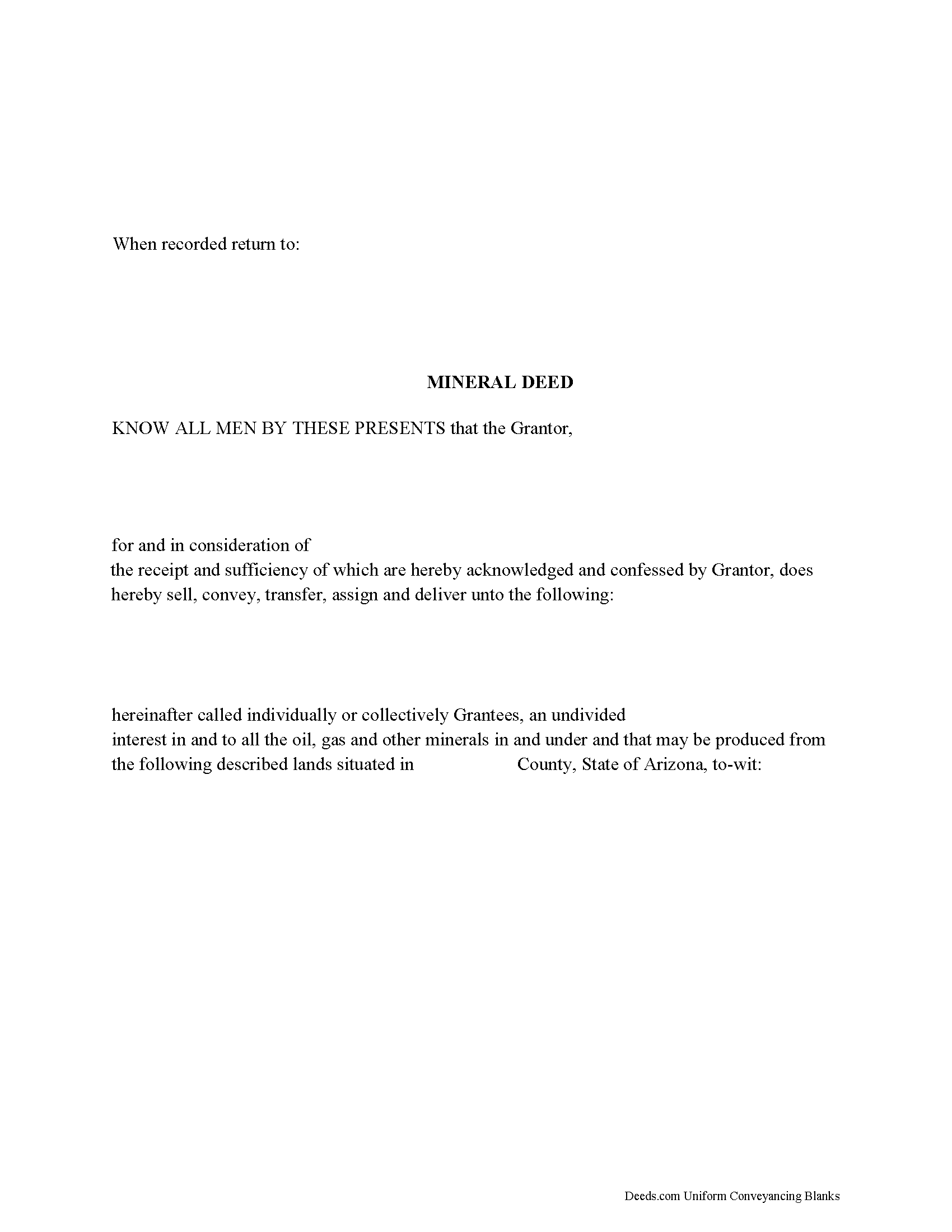 Arizona Mineral Deed Image