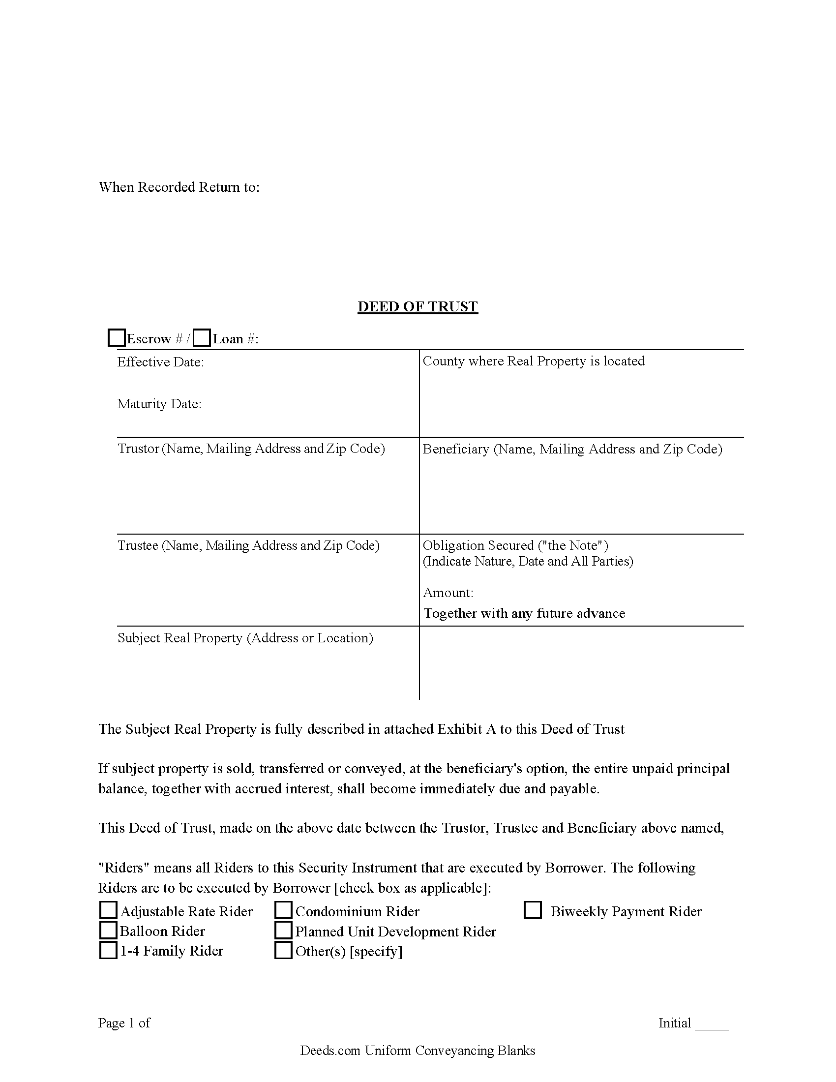 Deed of Trust Form