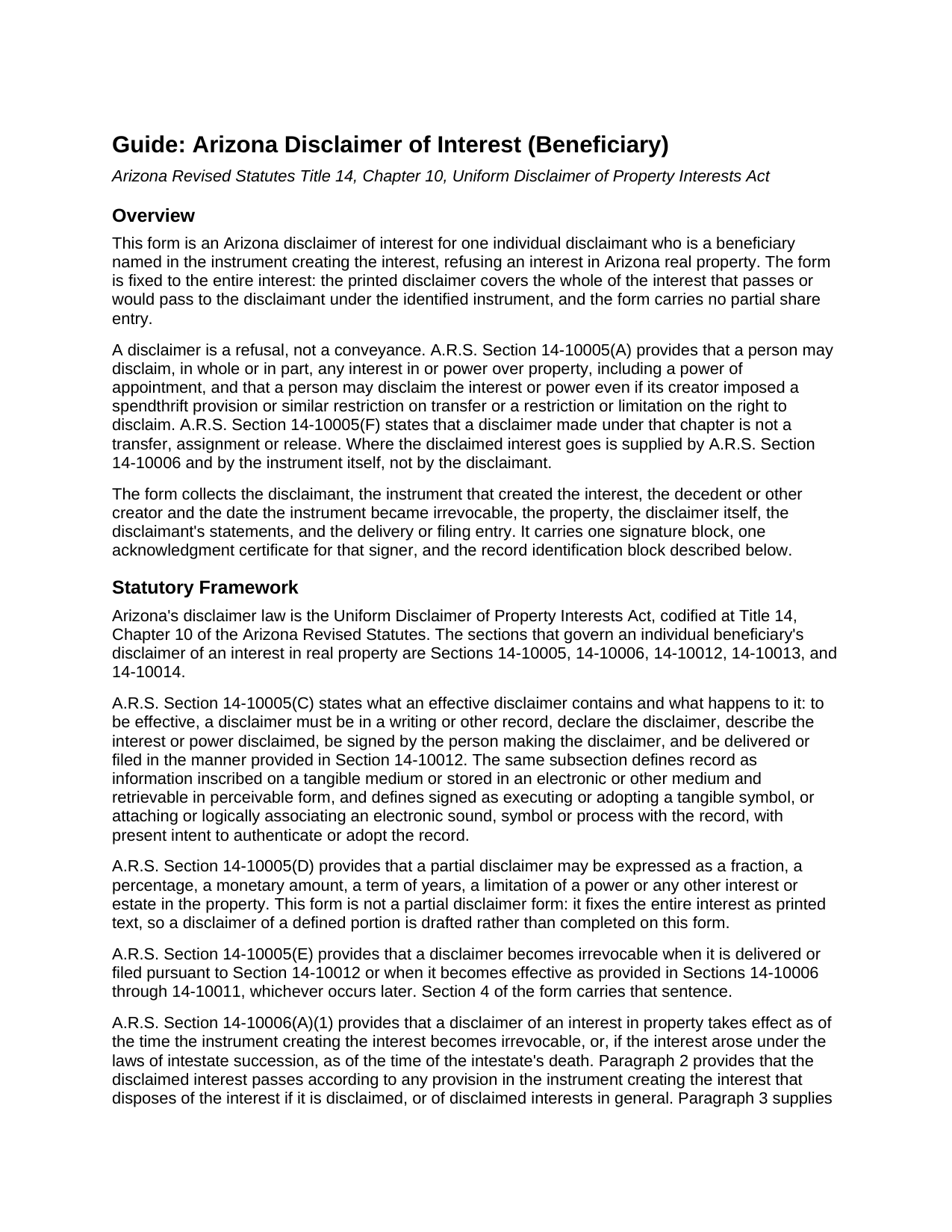 Coconino County Disclaimer of Interest (Beneficiary) Guide