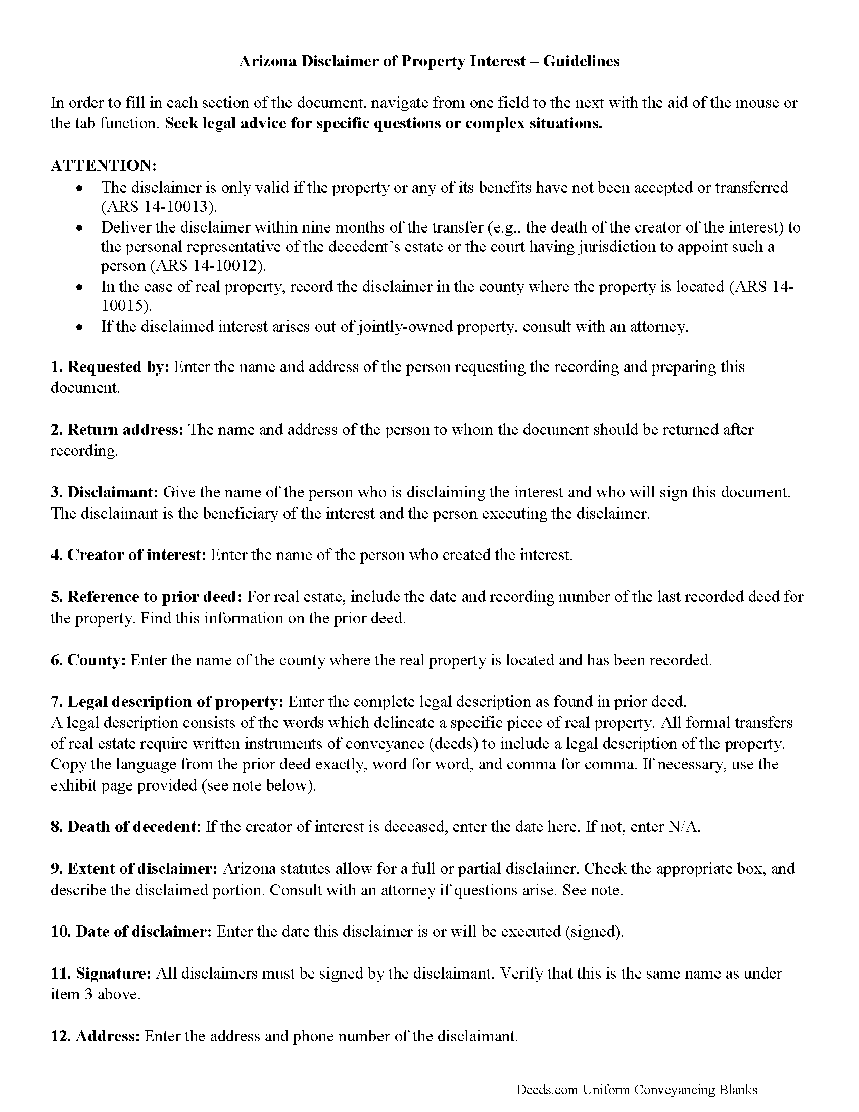 Pinal County Disclaimer of Interest Guide