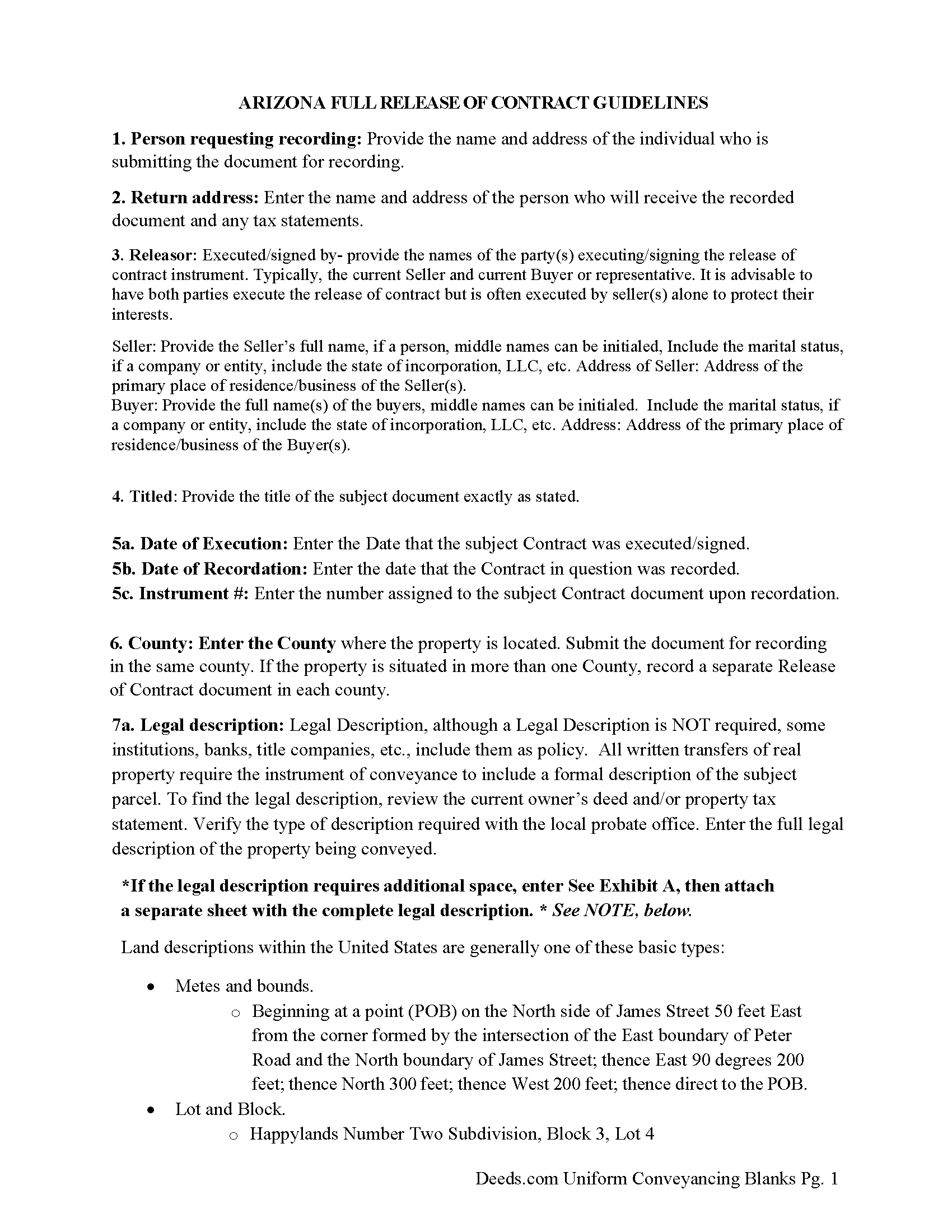 Pima County Full Release of Real Estate Contract Guide